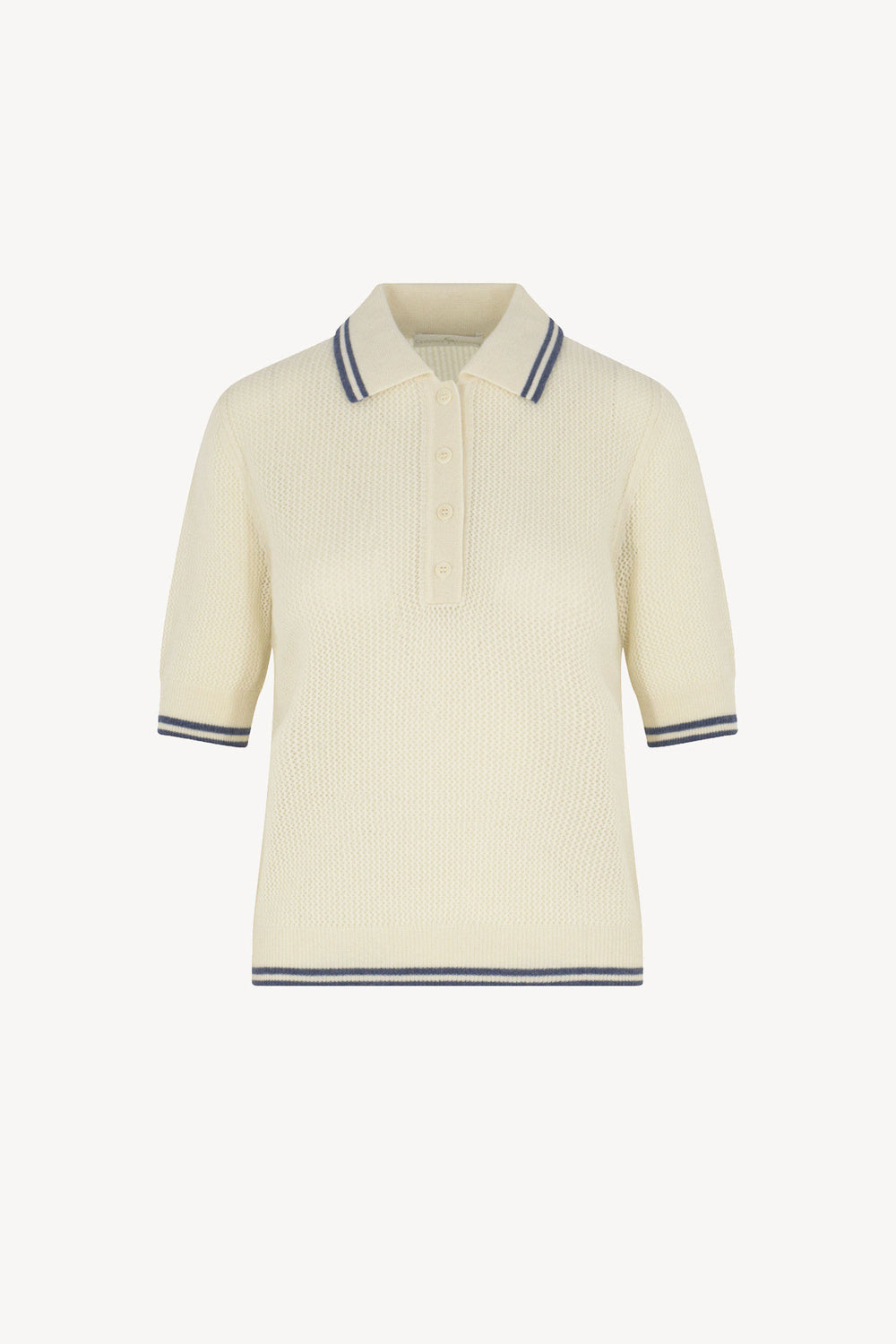 Polo Rete in Puro Cashmere Bianco Latte