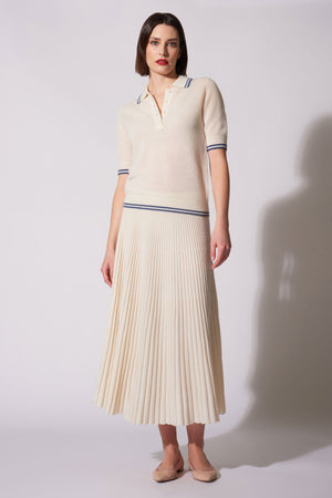 Polo Rete in Puro Cashmere Bianco Latte