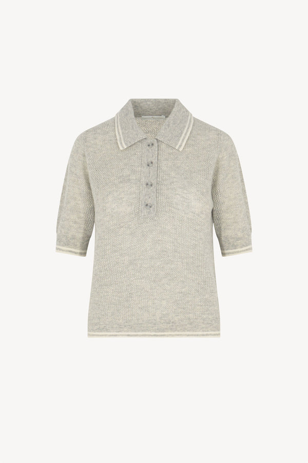 Polo Rete in Puro Cashmere Grigio Perla