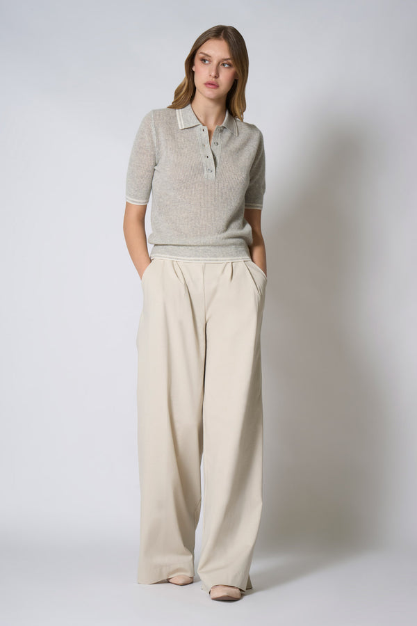 Polo Rete in Puro Cashmere Grigio Perla