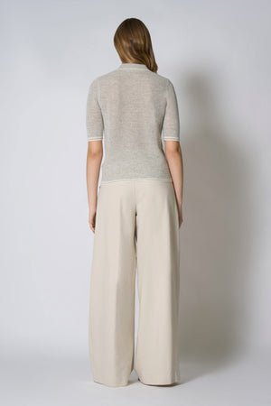 Polo Rete in Puro Cashmere Grigio Perla