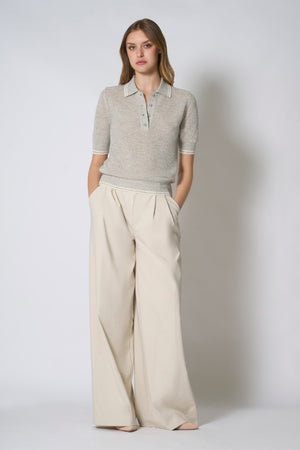 Polo Rete in Puro Cashmere Grigio Perla