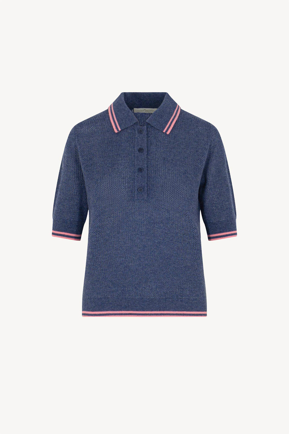 Polo Rete in Puro Cashmere Denim Scuro