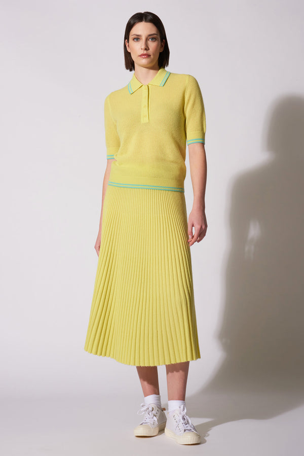 Polo Rete in Puro Cashmere Giallo