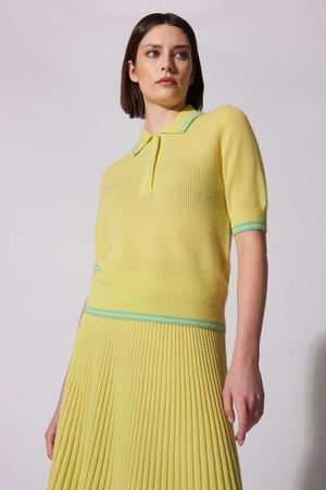Polo Rete in Puro Cashmere Giallo