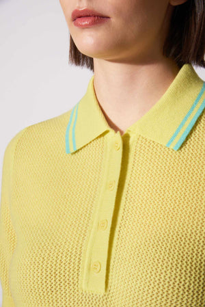 Polo Rete in Puro Cashmere Giallo