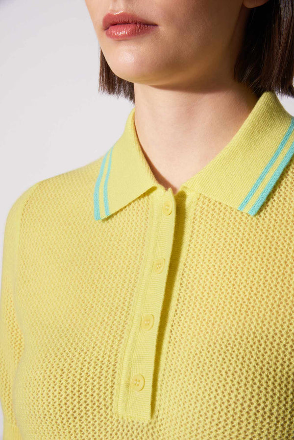 Polo Rete in Puro Cashmere Giallo