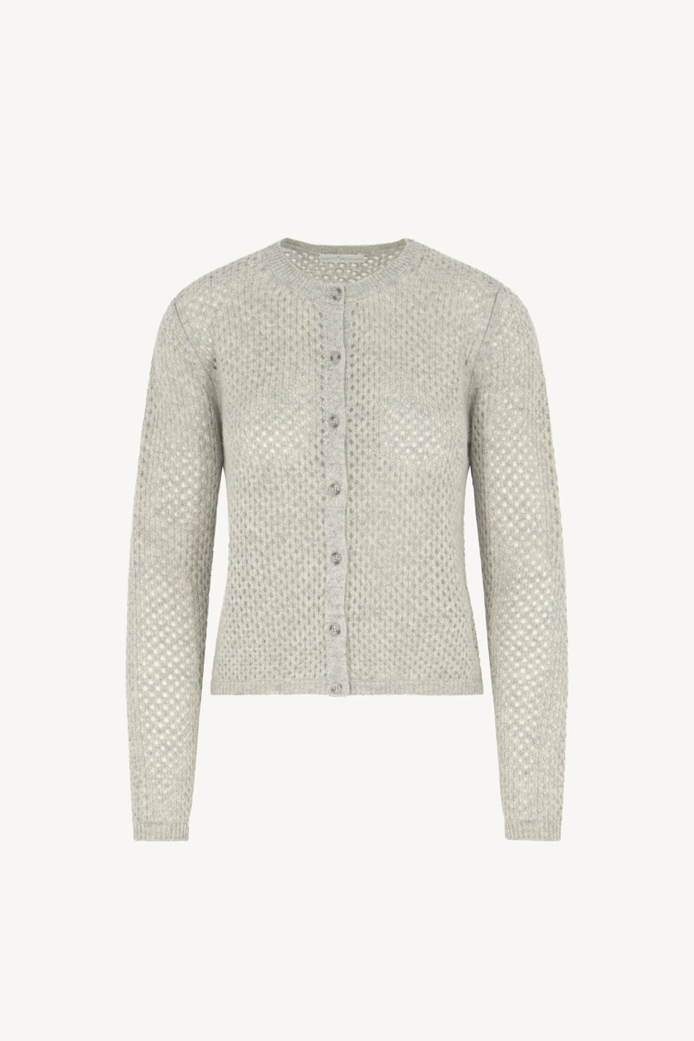 Cardigan Rete in Puro Cashmere Grigio Perla