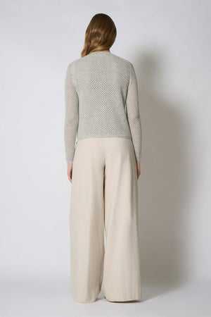 Cardigan Rete in Puro Cashmere Grigio Perla