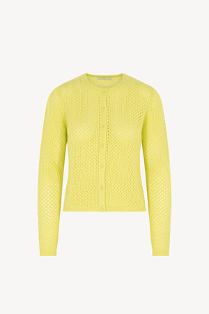 Cardigan Rete in Puro Cashmere Giallo