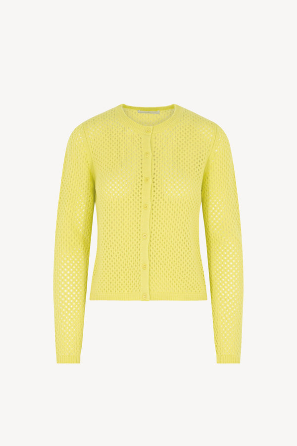 Cardigan Rete in Puro Cashmere Giallo