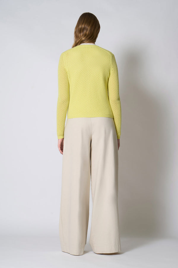 Cardigan Rete in Puro Cashmere Giallo