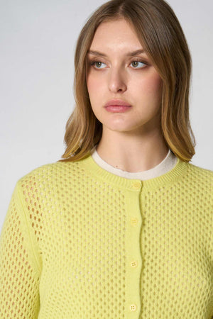 Cardigan Rete in Puro Cashmere Giallo