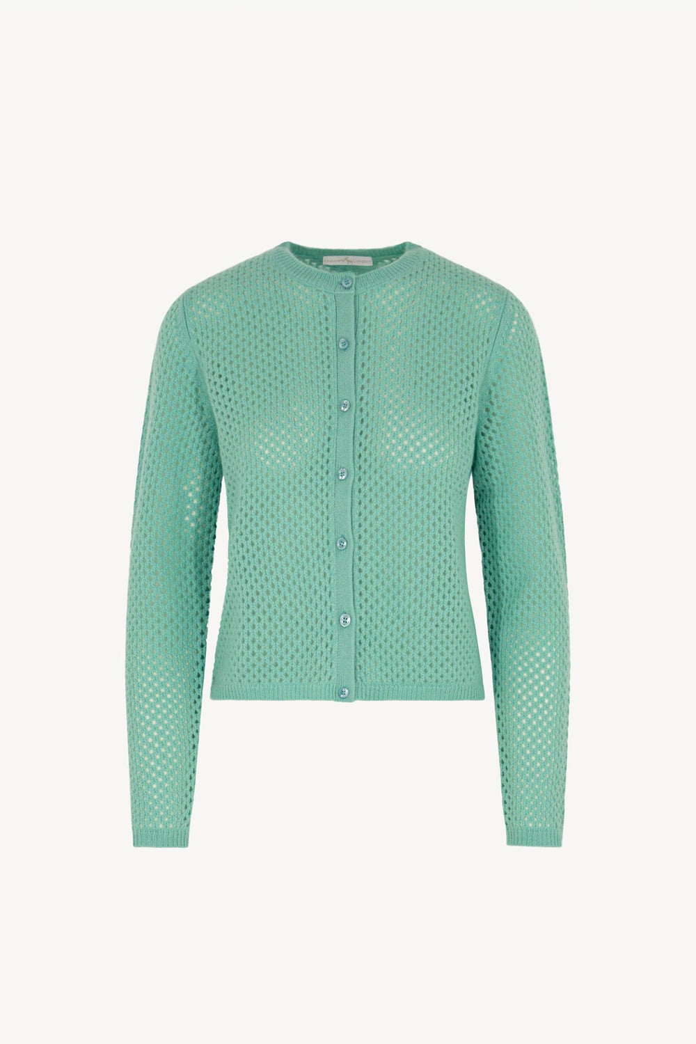 Cardigan Rete in Puro Cashmere Acqua