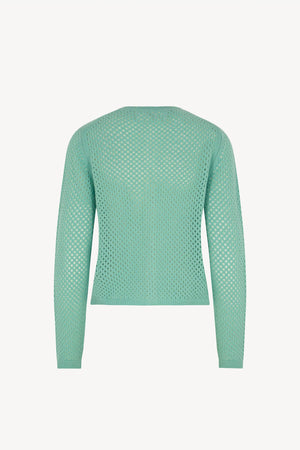 Cardigan Rete in Puro Cashmere Acqua