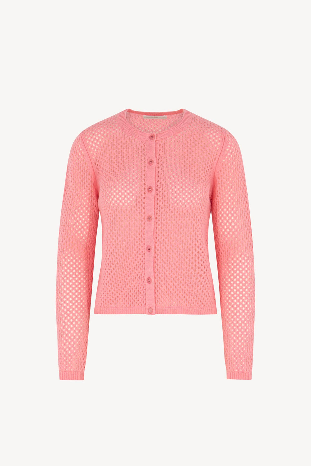 Cardigan Rete in Puro Cashmere Rosa Confetto