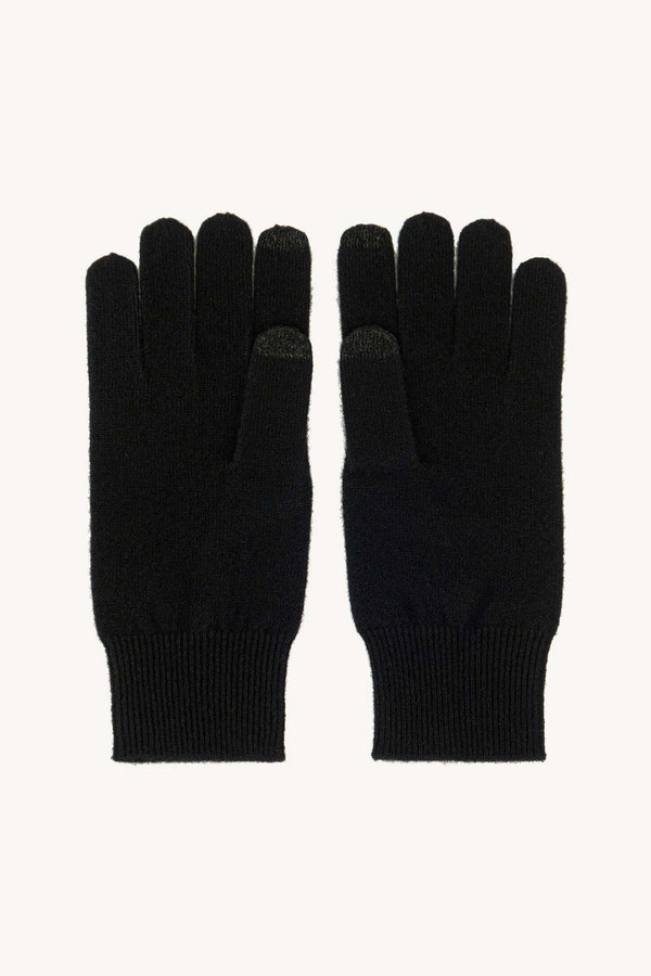 Guanti con Toucscreen  in Puro Cashmere Nero