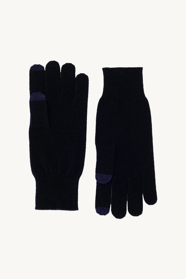Guanti con Toucscreen  in Puro Cashmere Navy