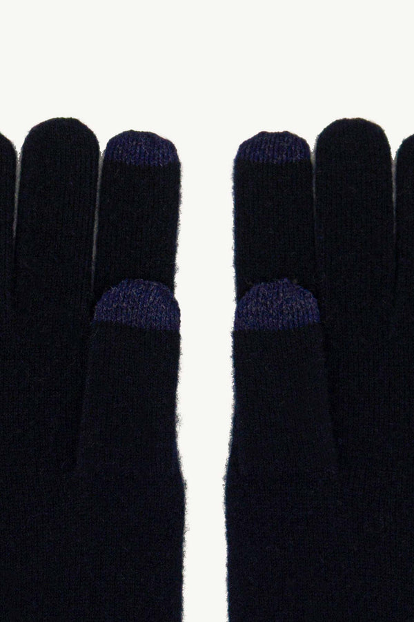 Guanti con Toucscreen  in Puro Cashmere Navy
