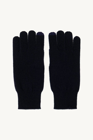 Guanti con Toucscreen  in Puro Cashmere Navy