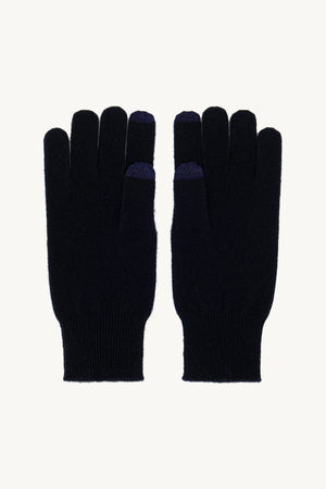Guanti con Toucscreen  in Puro Cashmere Navy