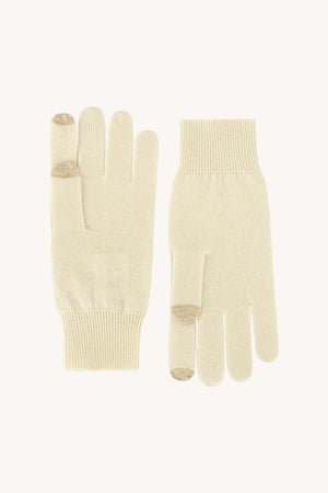 Guanti con Toucscreen  in Puro Cashmere Latte