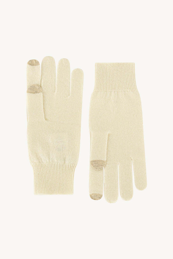 Guanti con Toucscreen  in Puro Cashmere Latte