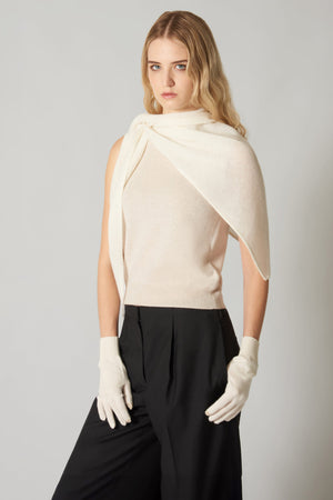 Guanti con Toucscreen  in Puro Cashmere Latte