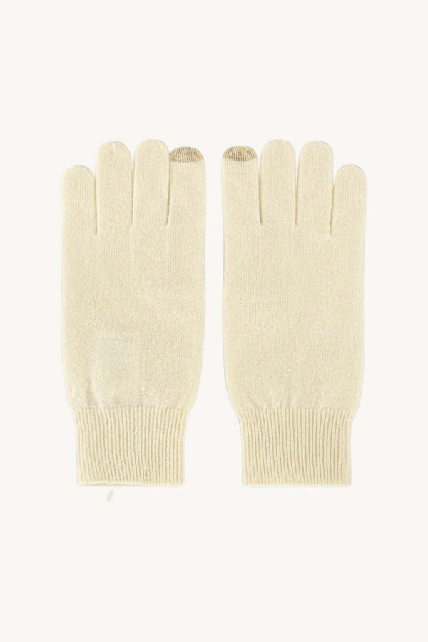 Guanti con Toucscreen  in Puro Cashmere Latte