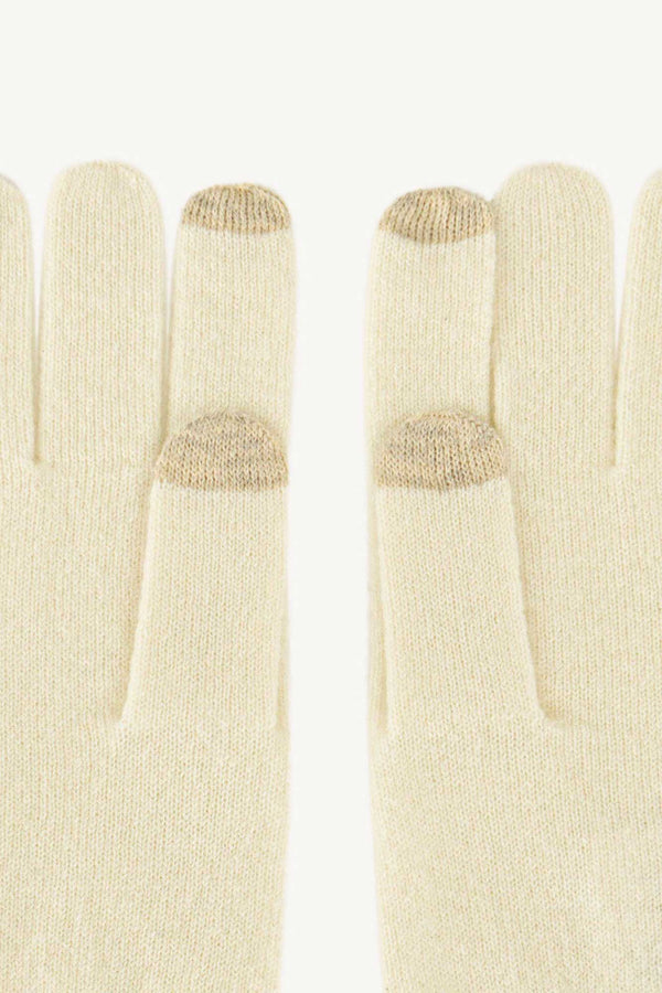 Guanti con Toucscreen  in Puro Cashmere Latte