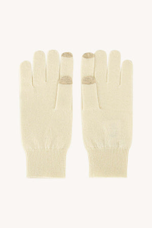 Guanti con Toucscreen  in Puro Cashmere Latte