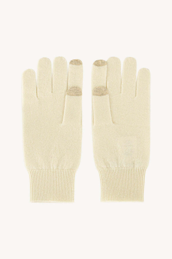 Guanti con Toucscreen  in Puro Cashmere Latte
