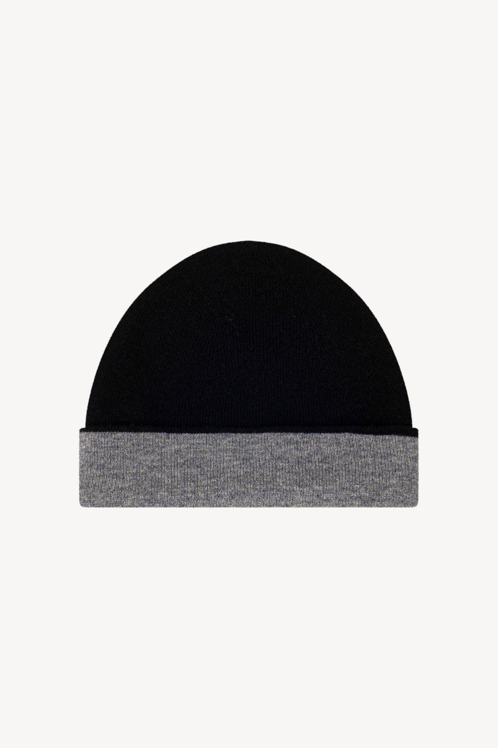Berretto Reversibile in Puro Cashmere Nero-derby