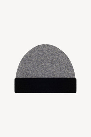 Berretto Reversibile in Puro Cashmere Nero-derby