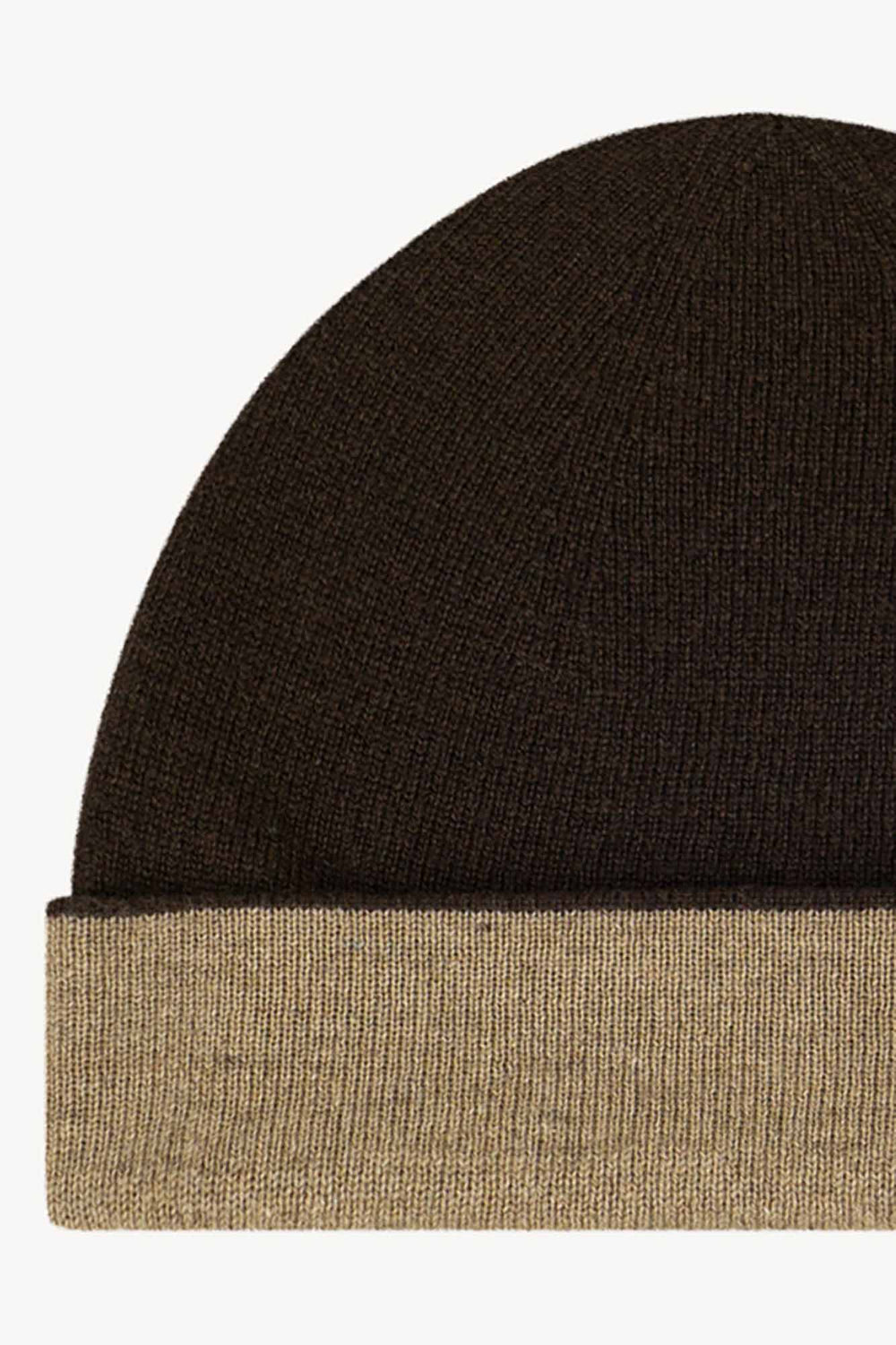 Berretto Reversibile in Puro Cashmere Mocha-Dune