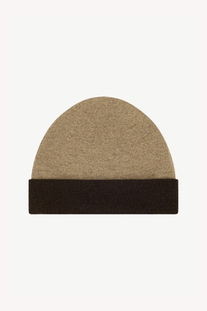 Berretto Reversibile in Puro Cashmere Mocha-Dune