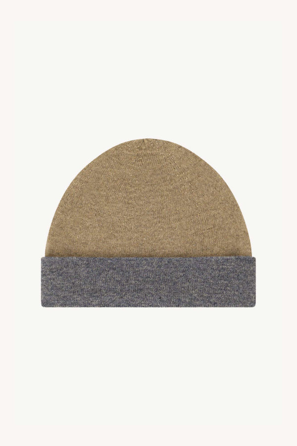 Berretto Reversibile in Puro Cashmere Derby-Dune