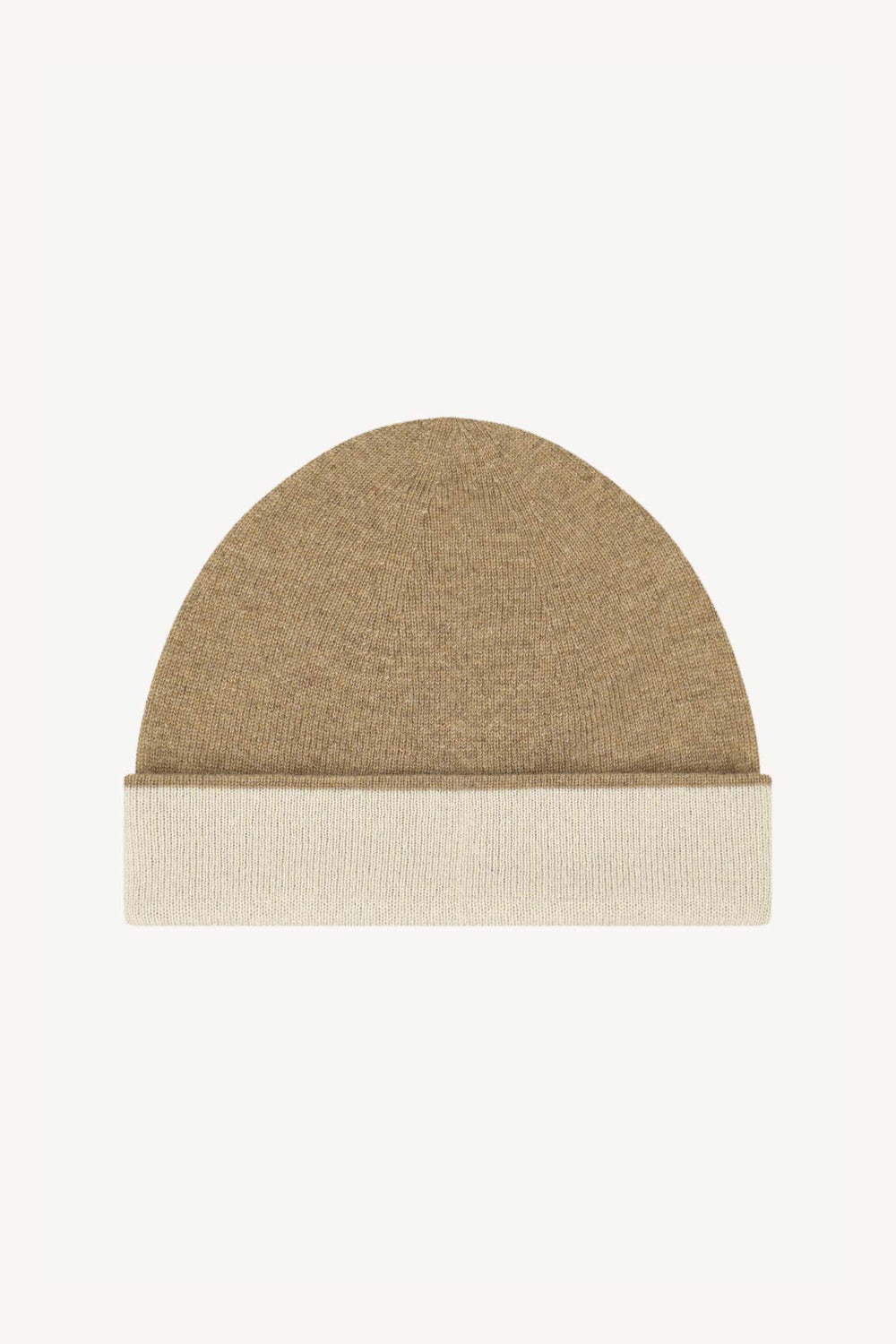 Berretto Reversibile in Puro Cashmere Dune-Latte