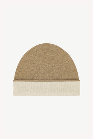 Berretto Reversibile in Puro Cashmere Dune-Latte