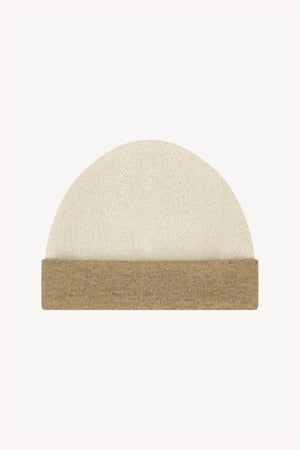 Berretto Reversibile in Puro Cashmere Dune-Latte