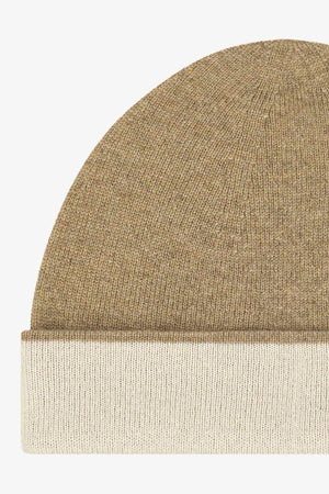 Berretto Reversibile in Puro Cashmere Dune-Latte