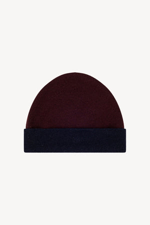 Berretto Reversibile in Puro Cashmere Notte-Acero