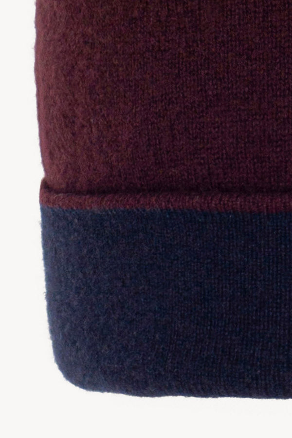 Berretto Reversibile in Puro Cashmere Notte-Acero