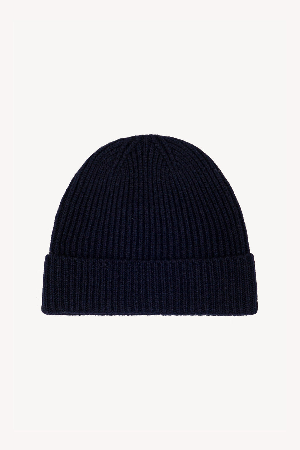 Berretto Unisex a Coste in Puro Cashmere Navy - Modello Corto