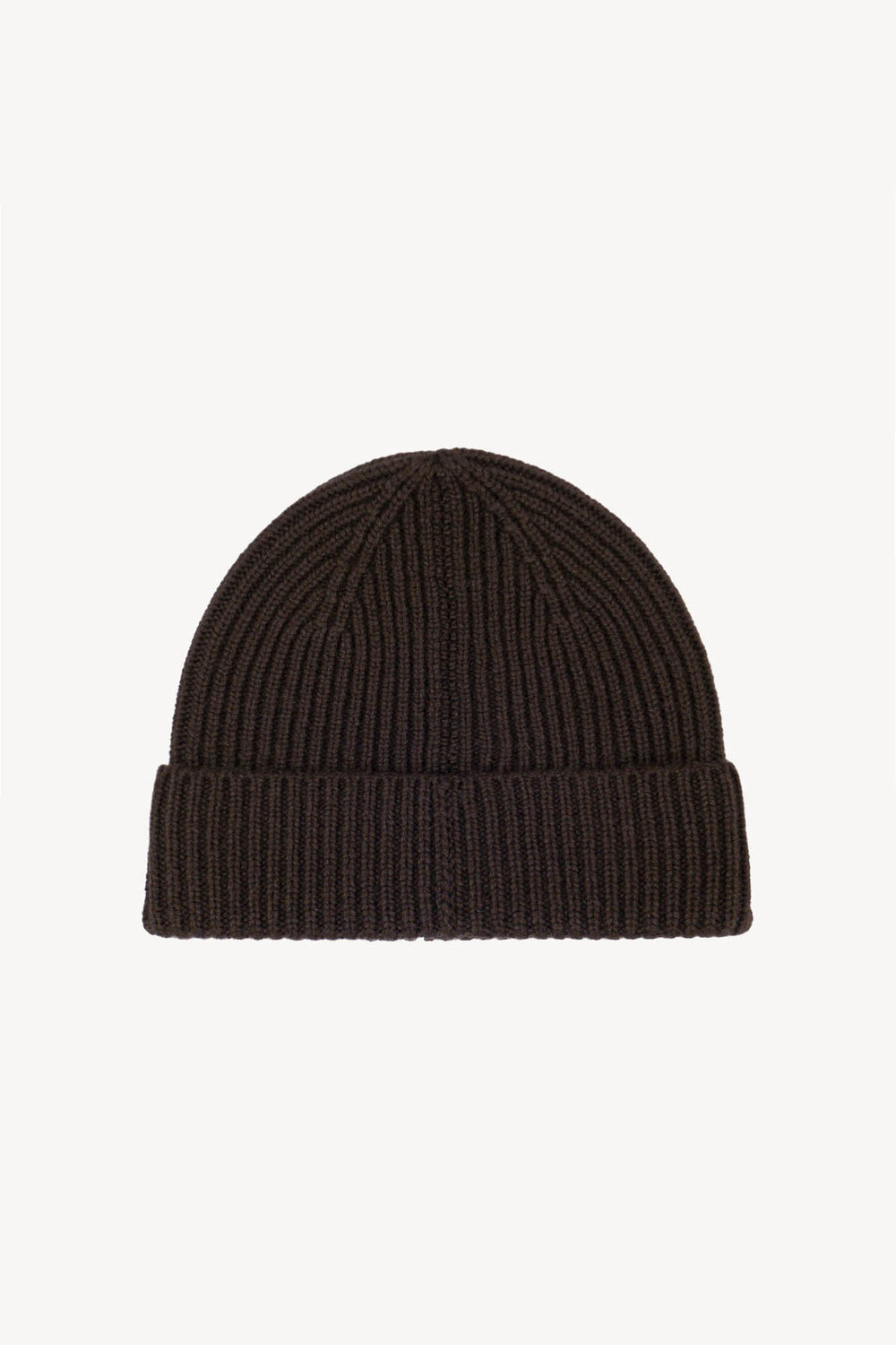 Mocha Unisex Pure Cashmere Short Ribbed Beanie