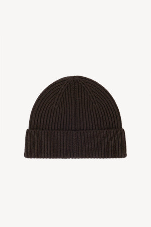 Mocha Unisex Pure Cashmere Short Ribbed Beanie