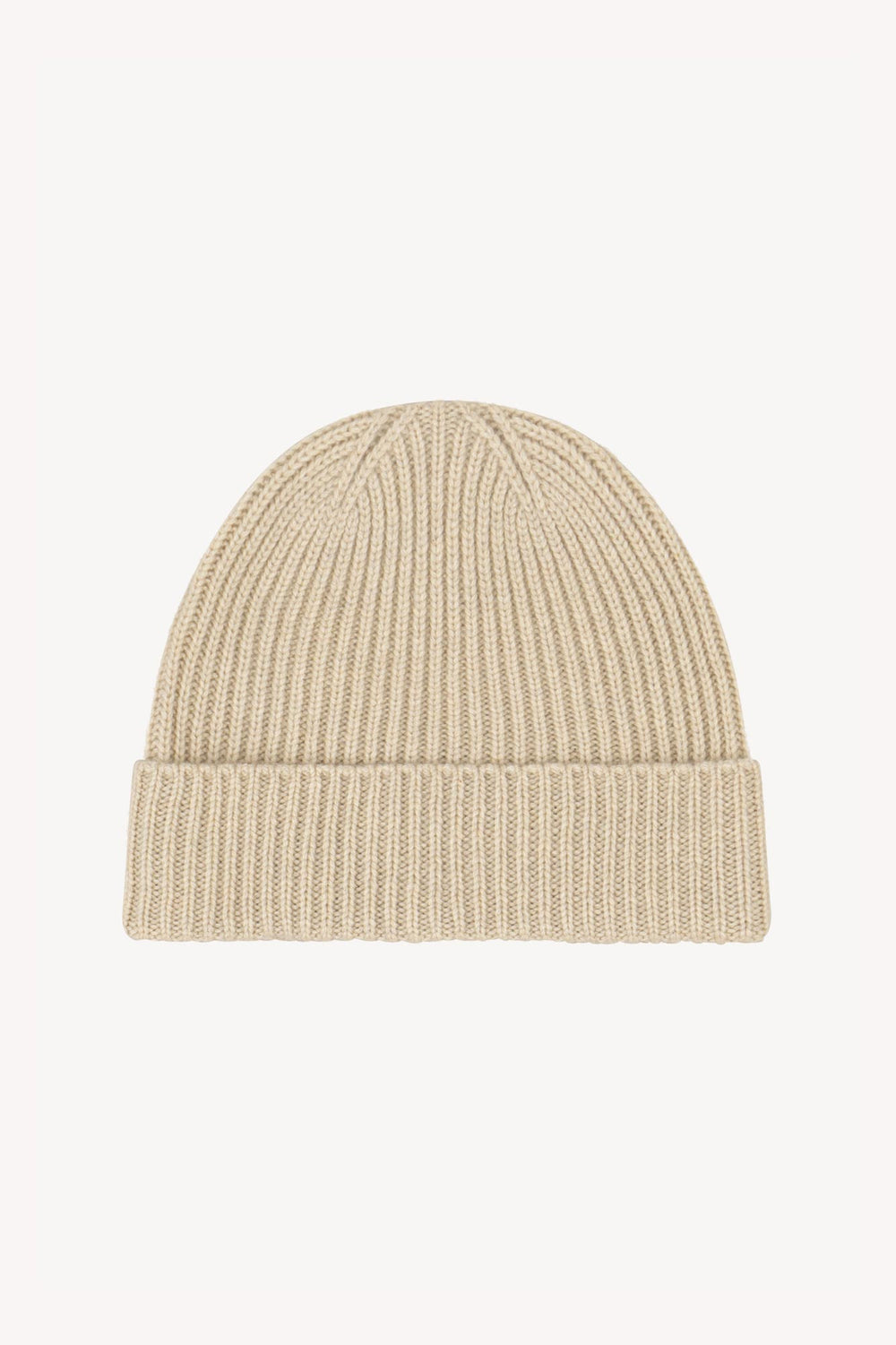 Berretto Unisex a Coste in Puro Cashmere Avena - Modello Corto