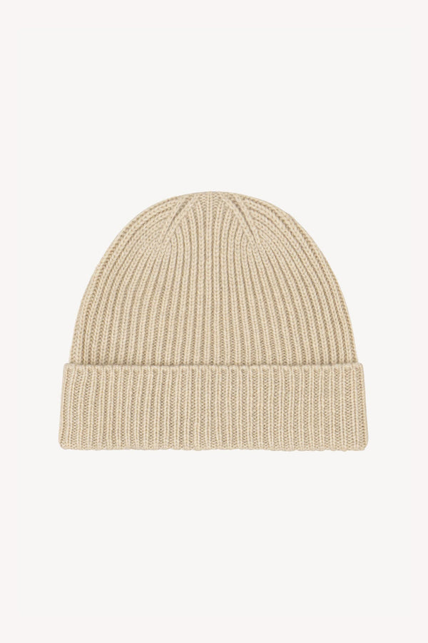 Berretto Unisex a Coste in Puro Cashmere Avena - Modello Corto