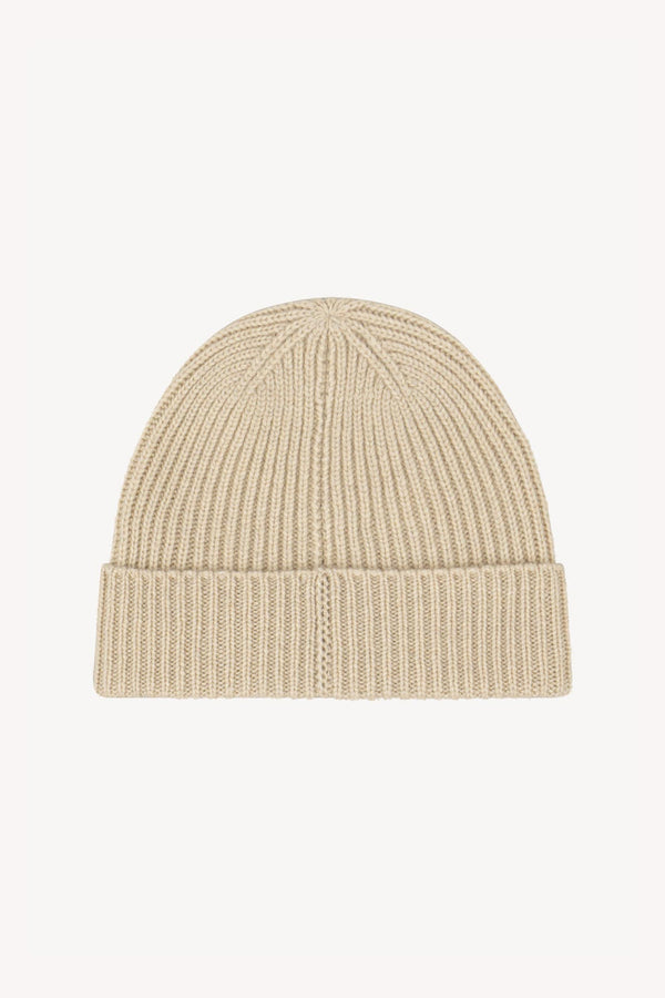 Berretto Unisex a Coste in Puro Cashmere Avena - Modello Corto