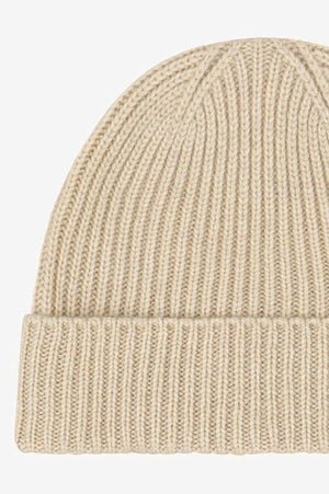 Berretto Unisex a Coste in Puro Cashmere Avena - Modello Corto